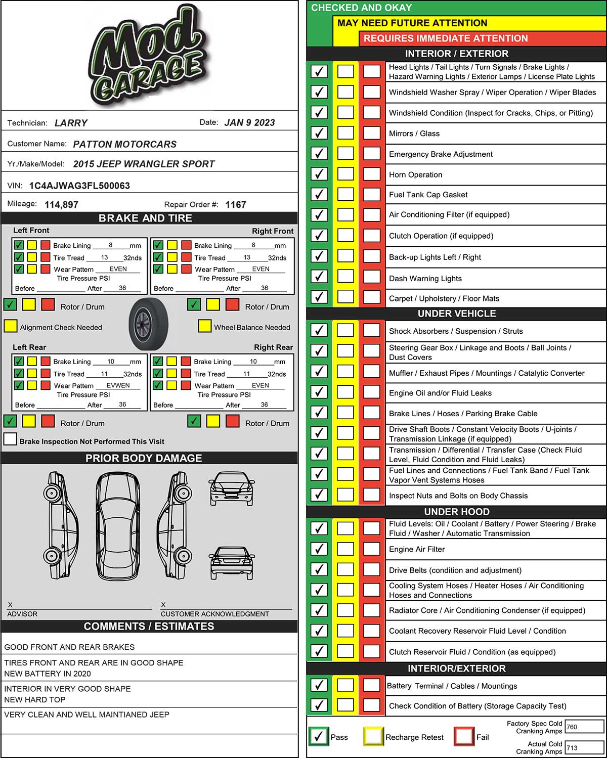 2011 Merecedez-Benz CLS 550-Inspection Report